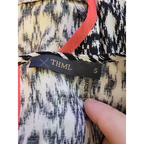 THML Anthro Black White Sleeveless Maxi Rayon Dress Cut Out Back Women's Small - Picture 11 of 12